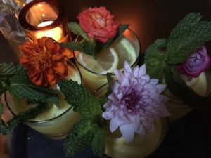 Fresh flowers adorn cocktails- Local Food Eater